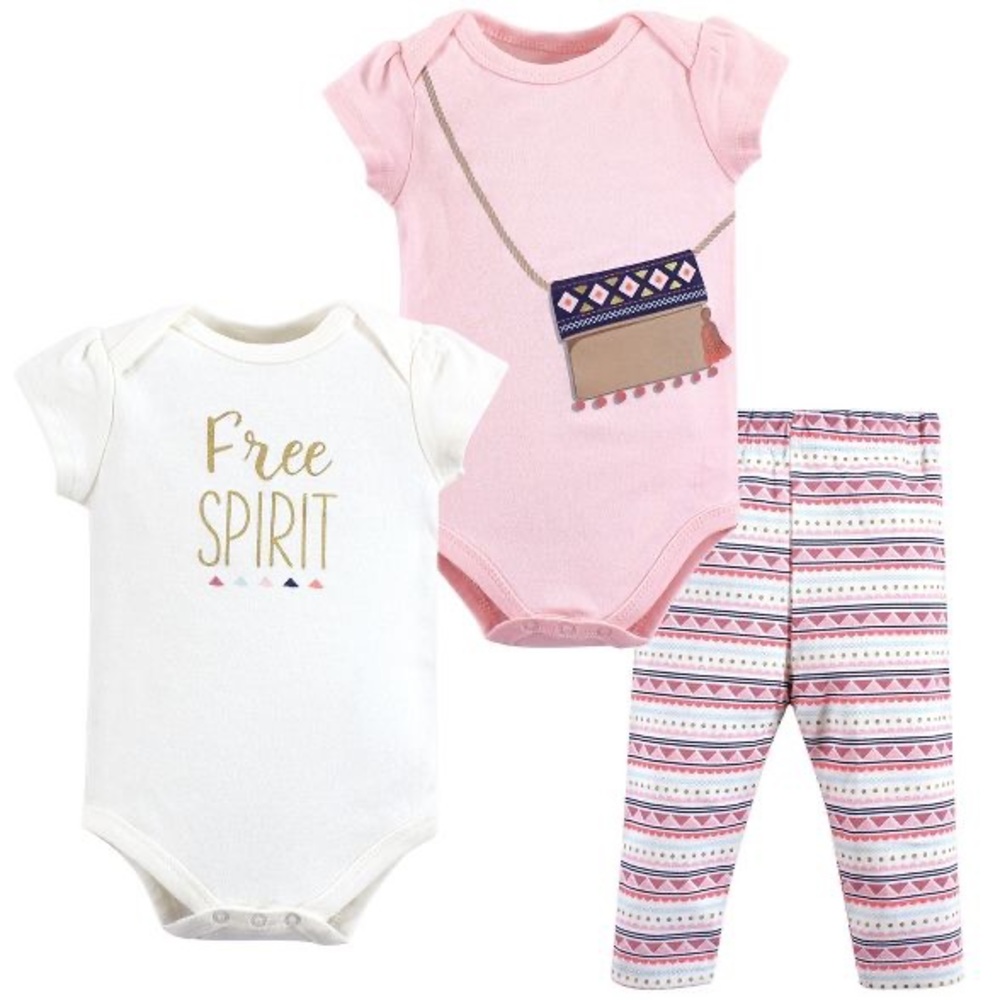 Little Treasure 3 Piece Set - Cotton Bodysuit Pant -Free Spirit